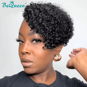 BeQueenWig TOPPER & MOHAWK Bequeen Curly Natural Black Topper