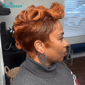 BeQueenWig PIXIE WIGS autumn Bequeen Fantasy 1B & Silver Short Wave Pixie Wig