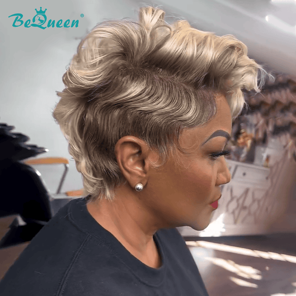 BeQueenWig PIXIE WIGS Bequeen Fantasy 1B & Silver Short Wave Pixie Wig