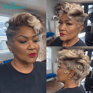 BeQueenWig PIXIE WIGS Bequeen Fantasy 1B & Silver Short Wave Pixie Wig