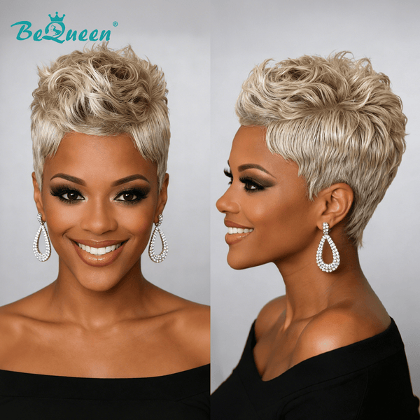 BeQueenWig PIXIE WIGS Bequeen Fantasy Silver Short Wave Pixie Wig