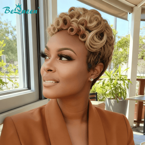 BeQueenWig PIXIE WIGS Bequeen Fashion Finger Wave Lace Pixie Wig