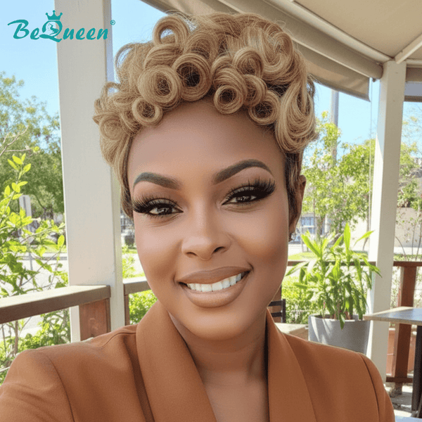 BeQueenWig PIXIE WIGS Bequeen Fashion Finger Wave Lace Pixie Wig