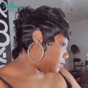 BeQueenWig PIXIE WIGS Bequeen Finger Wave Machine Made Pixie Cut Sexy Wig