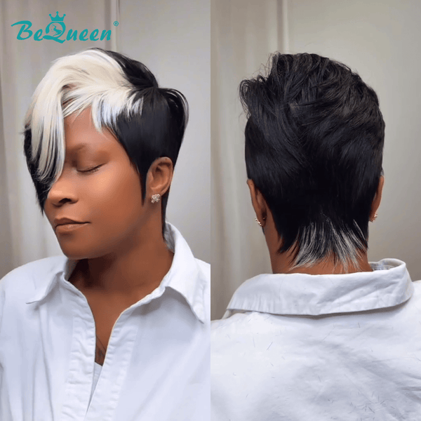 BeQueenWig PIXIE WIGS Bequeen Highlight White Special Made Pixie Wig