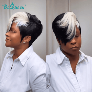 BeQueenWig PIXIE WIGS Bequeen Highlight White Special Made Pixie Wig