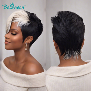 BeQueenWig PIXIE WIGS Bequeen Highlight White Special Made Pixie Wig