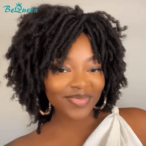 BeQueenWig Sexy Braid Lace Wig Bequeen Kinky Black Short 100% Human Hair Braided Wig