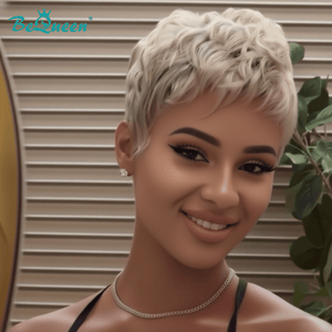 BeQueenWig PIXIE WIGS Bequeen Light Ash Blonde Special Made Pixie Cut Wig