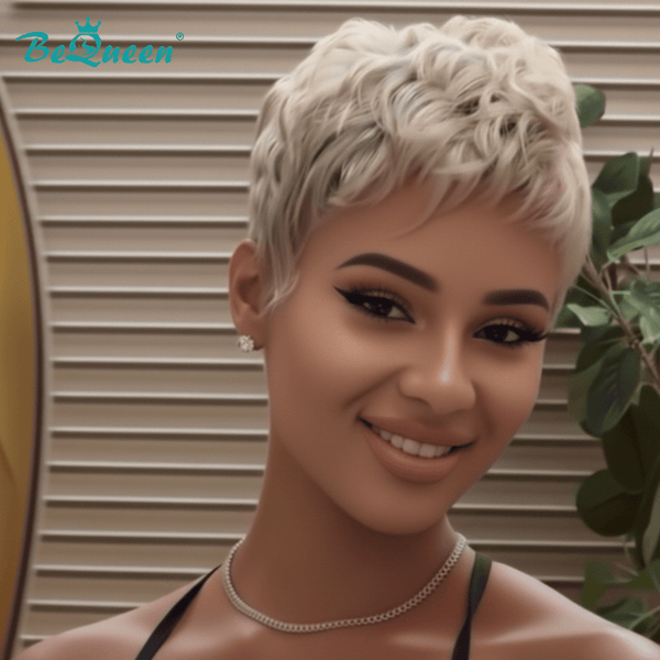 BeQueenWig PIXIE WIGS Bequeen Light Ash Blonde Special Made Pixie Cut Wig