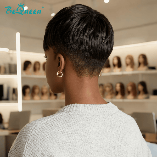 BeQueenWig TOPPER & MOHAWK Bequeen Machine Made Natrual Black Highlight Grey Topper