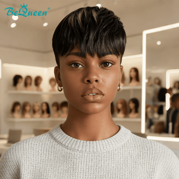 BeQueenWig TOPPER & MOHAWK Bequeen Machine Made Natrual Black Highlight Grey Topper