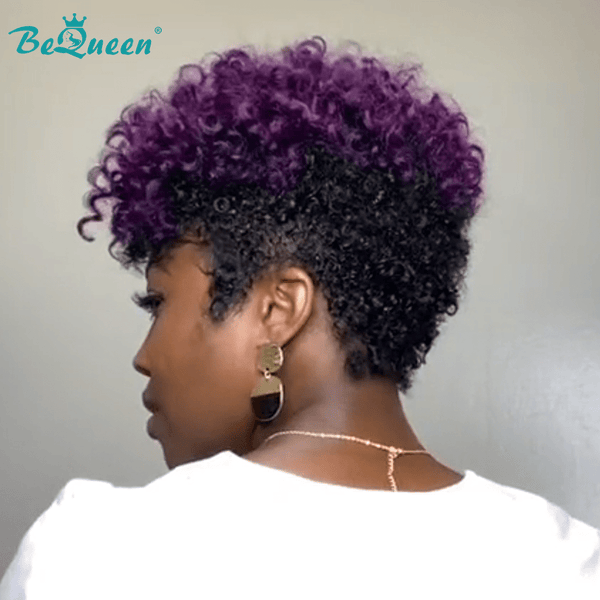 BeQueenWig TOPPER & MOHAWK Bequeen Machine Made Purple Elastic Curly Topper