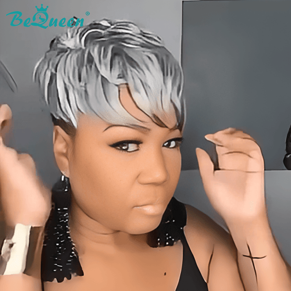 BeQueenWig TOPPER & MOHAWK Bequeen Machine Made Salt And Pepper Topper
