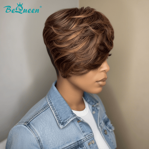 BeQueenWig TOPPER & MOHAWK Bequeen Machine Made Side Part Brown Topper