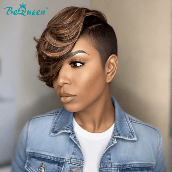 BeQueenWig TOPPER & MOHAWK Bequeen Machine Made Side Part Brown Topper