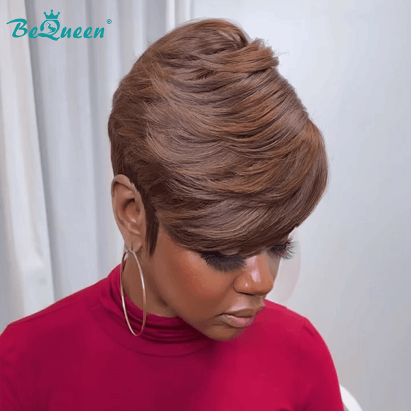 BeQueenWig PIXIE WIGS Bequeen Mixed Color Bronze Side Part Pixie Lace Wig