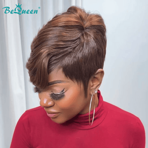 BeQueenWig PIXIE WIGS Bequeen Mixed Color Bronze Side Part Pixie Lace Wig