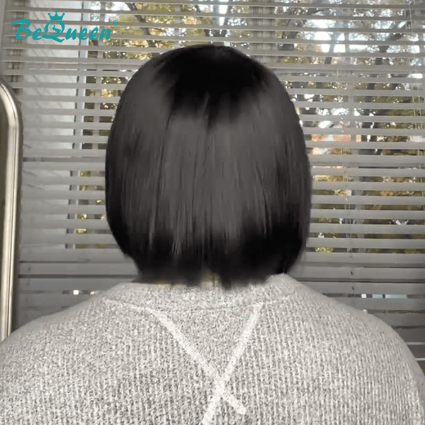 BeQueenWig TOPPER & MOHAWK Bequeen Natrual Black Machine Made Bob Topper
