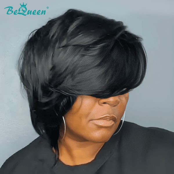 BeQueenWig TOPPER & MOHAWK Bequeen Natrual Black Machine Made Topper