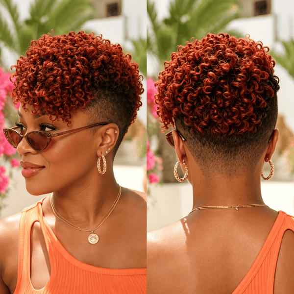 BeQueenWig TOPPER & MOHAWK Bequeen Orange #350 Machine Made Curly Topper For Black Women