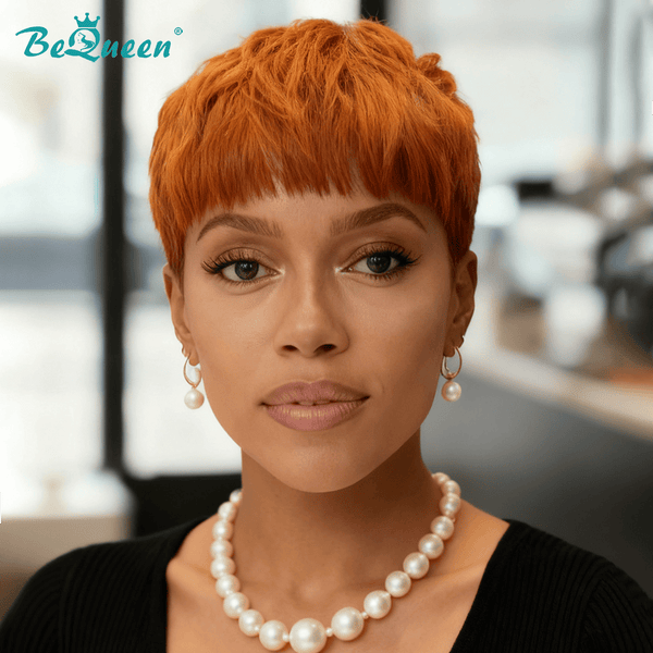 BeQueenWig PIXIE WIGS Bequeen Orange Special Made Pixie Wig
