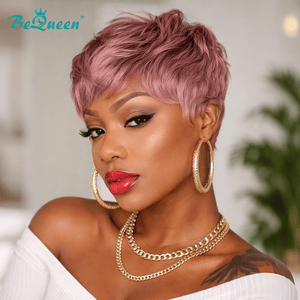 BeQueenWig PIXIE WIGS Bequeen Pink Mirage Fantasy Short Pixie Machine Made Wig