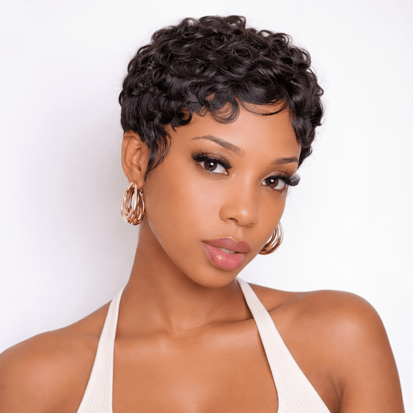BeQueenWig PIXIE WIGS 1 WIG Bequeen Pixie Cut Finger Wave Wig