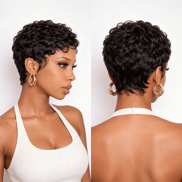 BeQueenWig PIXIE WIGS Bequeen Pixie Cut Finger Wave Wig