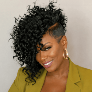 BeQueenWig TOPPER & MOHAWK Bequeen Punky Style Curly Side Part Long Natural Black Topper Unit