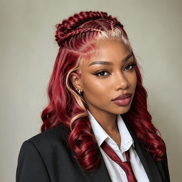 BeQueenWig Sexy Braid Lace Wig Bequeen Red & Blonde Special Frontal Lace Braid Wig