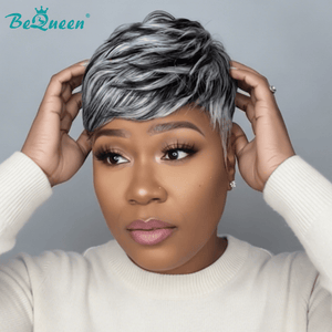 BeQueenWig PIXIE WIGS Bequeen Salt And Pepper Short Cut Pixie Wig