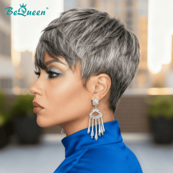 BeQueenWig TOPPER & MOHAWK Bequeen Salt and Pepper Special Styled Topper