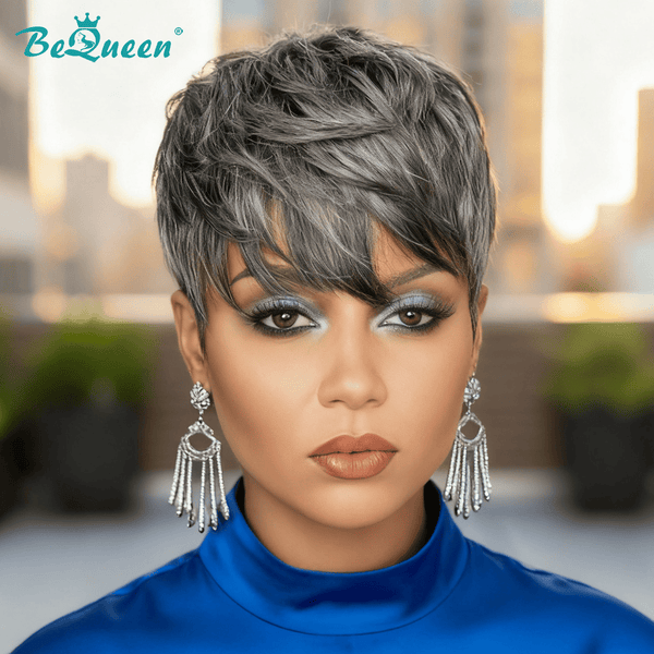 BeQueenWig TOPPER & MOHAWK Bequeen Salt and Pepper Special Styled Topper