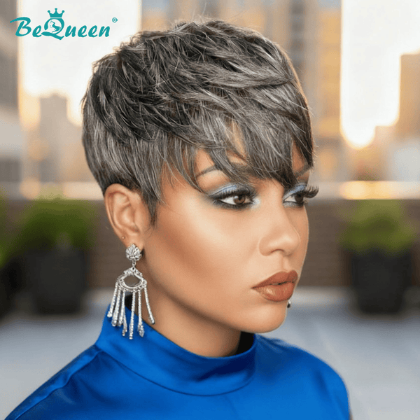 BeQueenWig TOPPER & MOHAWK Bequeen Salt and Pepper Special Styled Topper