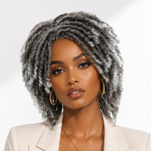 BeQueenWig Sexy Braid Lace Wig Bequeen Salt& Pepper Afro Kinky Bob Braid Style For Black Women