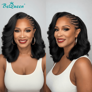 BeQueenWig Sexy Braid Lace Wig Bequeen Savage 1B Side Part Braid Frontal Lace Bob Wig