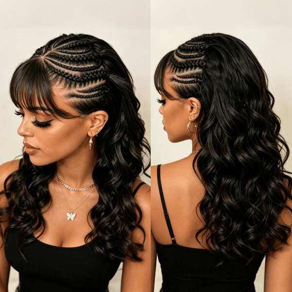 BeQueenWig Sexy Braid Lace Wig Bequeen Sexy Bang Braid 100% Human Hair Lace Long Wig