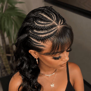 BeQueenWig Sexy Braid Lace Wig Bequeen Sexy Bang Braid 100% Human Hair Lace Long Wig