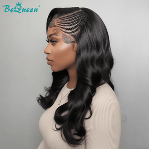 BeQueenWig Sexy Braid Lace Wig Black Bequeen Sexy Braid 100% Human Hair Side Part Long Wig