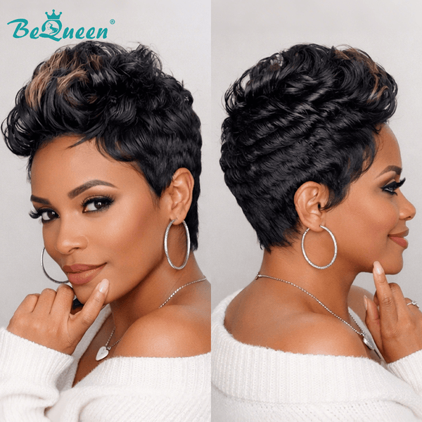 BeQueenWig PIXIE WIGS Bequeen Sexy Highlight Finger Wave Pixie Lace Wig