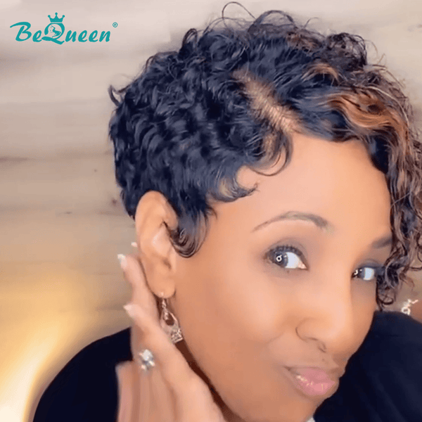 BeQueenWig PIXIE WIGS Bequeen Sexy Highlight Wavy Short Wig