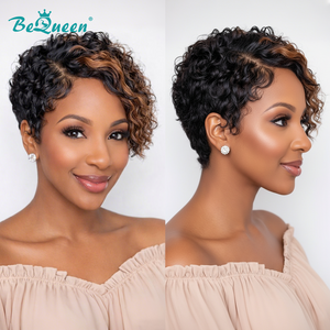 BeQueenWig PIXIE WIGS Bequeen Sexy Highlight Wavy Short Wig