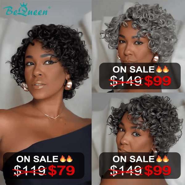 BeQueenWig No Lace Wig Bequeen Short Curly No Lace Wig