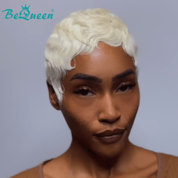 BeQueenWig PIXIE WIGS Bequeen Short Cut Machine Made White Pixie Wig