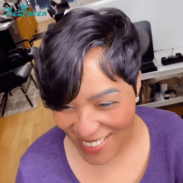 BeQueenWig FULL LACE WIG Bequeen Side Part Feshion Pixie Cut Sexy Wave Full Lace Wig