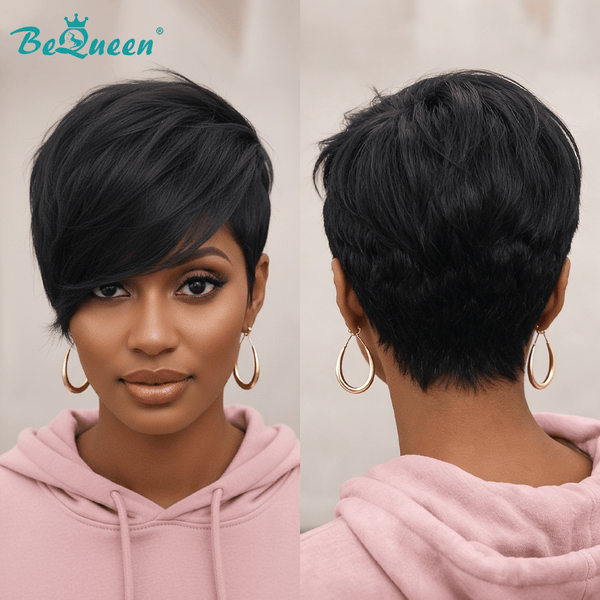 BeQueenWig PIXIE WIGS Bequeen Straight Machine Made Pixie Wig
