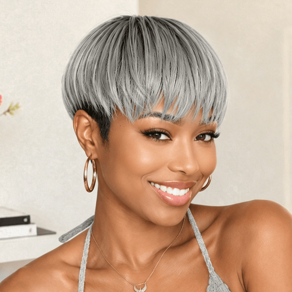BeQueenWig TOPPER & MOHAWK Gray Bequeen Straight Style Machine Made Topper Unit (4 Colors)