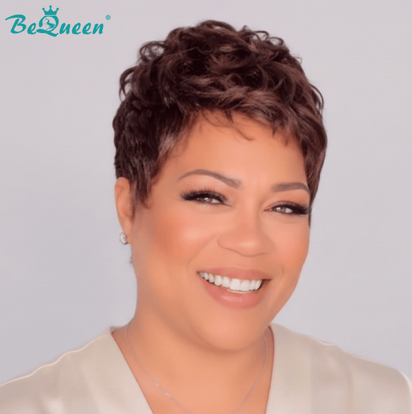 BeQueenWig PIXIE WIGS Black Bequeen Sunset Orange Special Finger Wave Pixie Wig