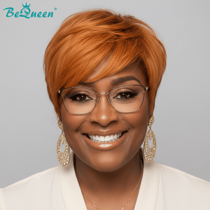 BeQueenWig PIXIE WIGS Bequeen Sunset Orange Straight Style Short Cut Wig